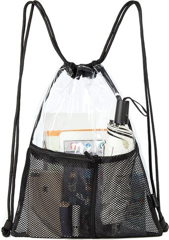Clear Drawstring Backpack - Stadium Approved String Cinch Bag for Gym, Concerts, Clear Bag with Adjustable Straps Transparent in Kuwait