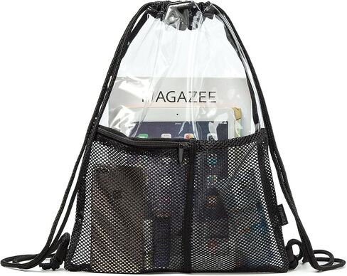 Clear Drawstring Backpack - Stadium Approved String Cinch Bag for Gym, Concerts, Clear Bag with Adjustable Straps Transparent in Kuwait