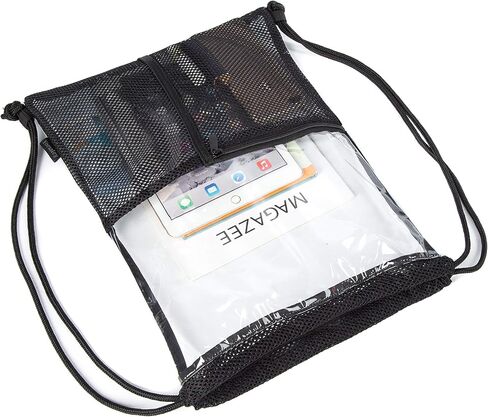 Clear Drawstring Backpack - Stadium Approved String Cinch Bag for Gym, Concerts, Clear Bag with Adjustable Straps Transparent in Kuwait