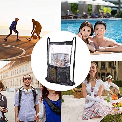 Clear Drawstring Backpack - Stadium Approved String Cinch Bag for Gym, Concerts, Clear Bag with Adjustable Straps Transparent in Kuwait