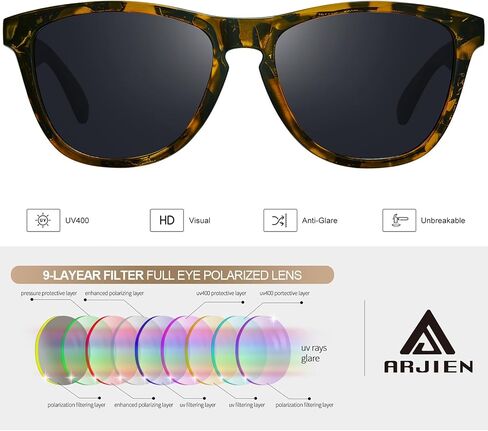 Arjien Square Polarized Sunglasses for Women Men, UV400 Protection, Ideal for Running Golf Driving, Travel Beach Essentials in Saudi Arabia