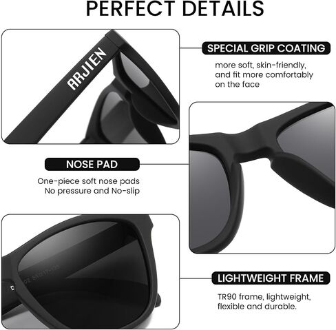 Arjien Square Polarized Sunglasses for Women Men, UV400 Protection, Ideal for Running Golf Driving, Travel Beach Essentials in Saudi Arabia