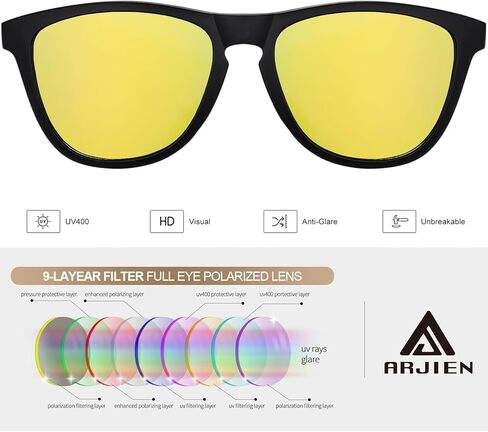 Arjien Square Polarized Sunglasses for Women Men, UV400 Protection, Ideal for Running Golf Driving, Travel Beach Essentials in Saudi Arabia