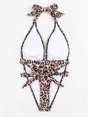 Wdirara Women's Leopard اطبع قطعة واحدة من ملابس السباحة الشاطئ الصيفي in Kuwait