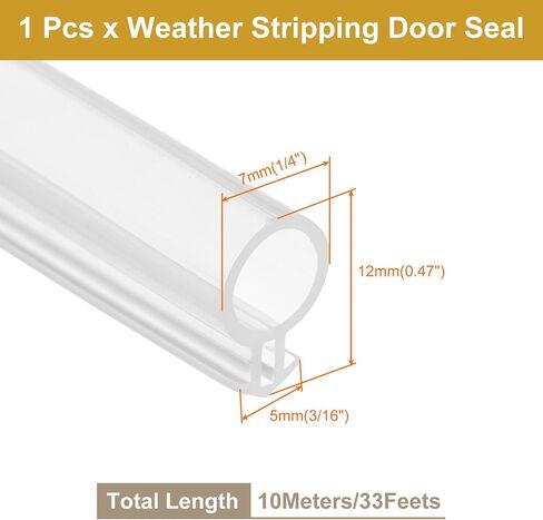 PATIKIL Window Weather Stripping Door Seal, 1/4" Wide Bulb Bubble Kerf Mount Silicone Rubber Weatherstrip Seal for Door Frame Window (10 m/33 ft, White) in Saudi Arabia