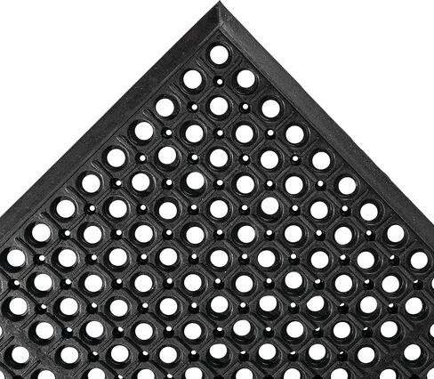NoTrax Drain Lite™ 3' x 10' Ultra Lightweight Restaurant Rubber Floor Mat with Drainage Holes and Beveled Edges, Anti-Slip Mats, Black, 619S0310BL in Saudi Arabia