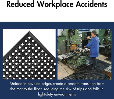 NoTrax Drain Lite™ 3' x 10' Ultra Lightweight Restaurant Rubber Floor Mat with Drainage Holes and Beveled Edges, Anti-Slip Mats, Black, 619S0310BL in Saudi Arabia