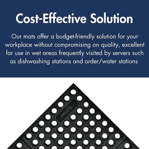 NoTrax Drain Lite™ 3' x 10' Ultra Lightweight Restaurant Rubber Floor Mat with Drainage Holes and Beveled Edges, Anti-Slip Mats, Black, 619S0310BL in Saudi Arabia