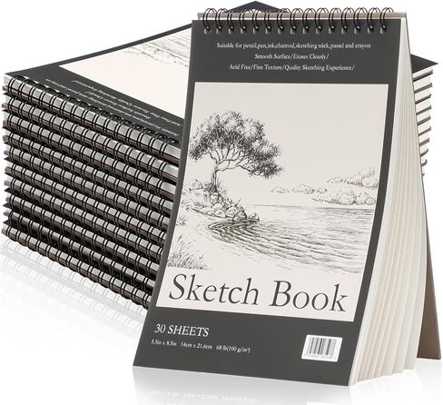 Jexine 20 Pack Sketch Books 5.5 "X 8.5" Set 30 ورقة لكل منها (68 رطل/100 جم) لوحة ورقية للورق للفنانين المبتدئين يرسمون لوحة الكتابة in Saudi Arabia