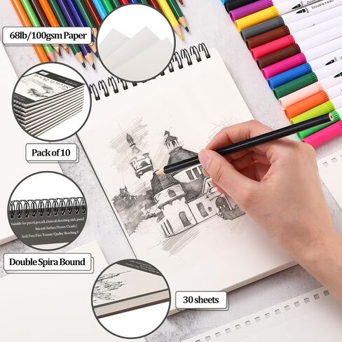 Jexine 20 Pack Sketch Books 5.5 "X 8.5" Set 30 ورقة لكل منها (68 رطل/100 جم) لوحة ورقية للورق للفنانين المبتدئين يرسمون لوحة الكتابة in Saudi Arabia