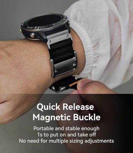 Aulumu C11 لـ Garmin Watch Band 26mm | ماج بوكلي النحيف الفرقة | ذاكرة سريعة الإصدار | جديلة نايلون المخملية | قفل مغناطيسي من الفولاذ المقاوم للصدأ in Kuwait