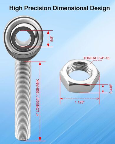 اليد اليمنى 3/4 "نهاية قضيب المفاصل HEIM مع مربى الجوز 3/4" Bore x 4 "طويلة للتوجيه ، التعليق ، قضبان الجر ، روابط المفاصل in Kuwait