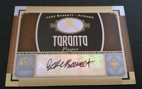 Jake Barrett Jays 2012 SP Certified Authentic Autograph JG3 - MLB Autographed Baseball Cards in Saudi Arabia