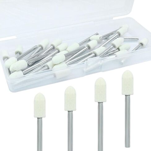 24 Pcs 3 * 3mm Wool Felt Polishing Bits, Cylindrical Buffing Wheels, 1/8 Inch Shank Drill Burrs for Rotary Tool Accessories/Jewelry Polishing in Saudi Arabia
