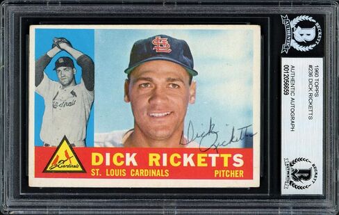 Dick Ricketts Autographed 1960 Topps Card #236 St. Louis Cardinals Beckett BAS #12056659 - Baseball Slabbed Autographed Cards in Saudi Arabia