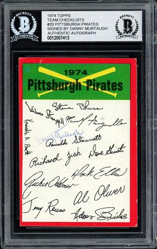 Danny Murtaugh Autographed 1974 Topps Checklist Card #12 Pittsburgh Pirates Beckett BAS #12057413 - Baseball Slabbed Autographed Cards in Saudi Arabia