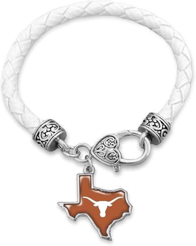 Texas Longhorns State of Mine White Leather Bracelet Jewelry Gift Licensed UT in Saudi Arabia