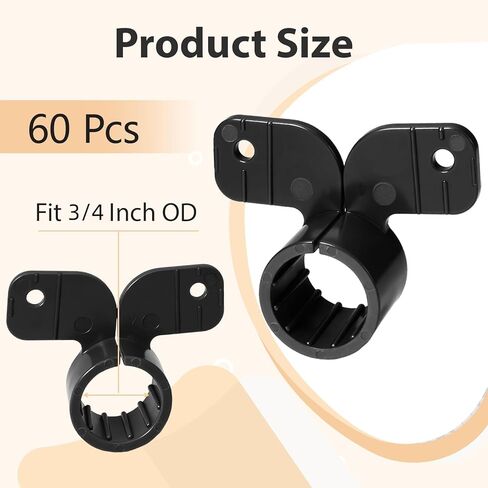 60 Pack 3/4 Inch Pex Suspension Clamp, Plastic Pex Clamps Butterfly Style Pipe Clips for Copper, Cpvc Piping Systems, Black Pipe Supports in Saudi Arabia