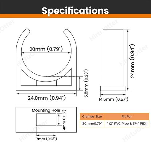 25 مم/0.98 "(100 pcs) مشابك أنابيب PVC على شكل حرف U (رمادي) ، دعم شماعات الخرطوم ، قوة عالية للسباكة المنزلية ، صواني التلفزيون ، إمدادات المياه ، أنابيب الحديقة ، PEX ، مقاومة للأشعة فوق البنفسجية ، تناسب 3/4" PVC SCH40 SCH40 in Kuwait