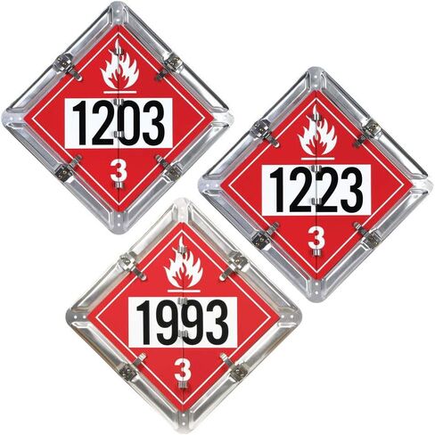 Class 3 Flammable Liquid Aluminum Flip Placard, 3-Legend, Numbered, 13.75" x 13.75" Unpainted Back Plate, Rounded Corners, J. J. Keller & Associates, Inc. in Saudi Arabia