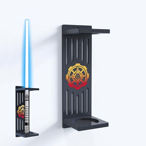 Lightsaber Wall Mount Stand Vertical Wall Mounted Lightsaber Display Rack Acrylic Lightsaber Wall Mount Holder Plus Size Hilt Display Stand Compatible with Most Lightsabers for Lightsaber Collectors (Black - 6.8 cm Dia) in Saudi Arabia