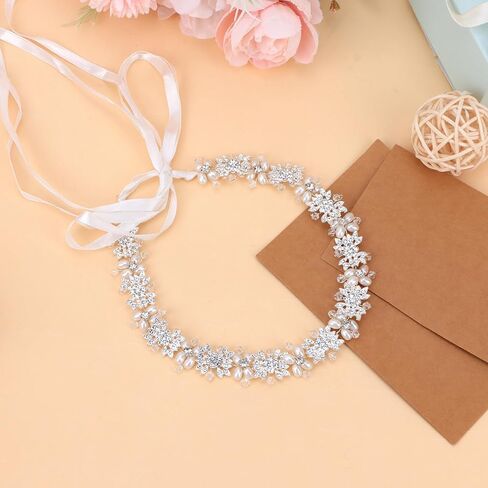 1 Pack Flower Girl Hair Accessory, Flower Headband, Weddings Hair Accessories, Tiara for Little Girl - Pearl & Silver Flower Crown Headband for Weddings, Birthdays in Saudi Arabia