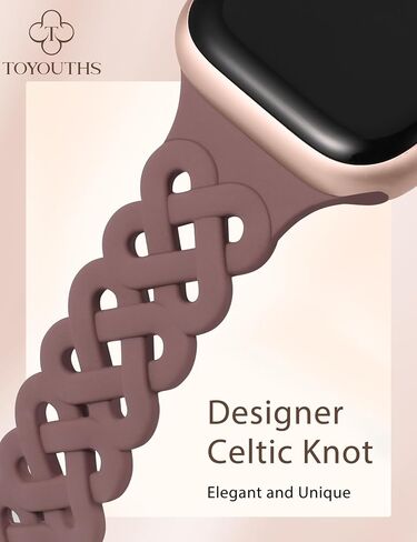 TOYOUTHS Celtic Knot Silicone Bands Compatible with Apple Watch Band 42/41/40/38/44/45/46/49mm Women, 3 Pack Sport Cute Slim Braided Hollow-out Strap for iWatch Series 10/9/8/7/6/5/4/3/SE/Ultra 2 in Saudi Arabia