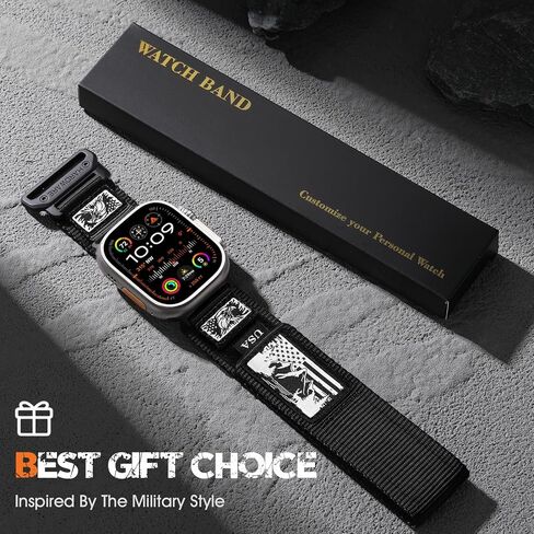 Snblk Rugged Nylon Sport Bands متوافقة مع Apple Watch Band 44mm Men 49mm 46mm 44mm 42mm ، Soft Stars-Stars- Stripes Flag Strap for Iwatch Bands Ultra 2/Ultra Series 10 9 8 7 5 4 3 2 1 SE in Kuwait