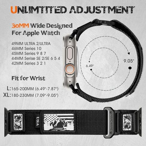 Snblk Rugged Nylon Sport Bands متوافقة مع Apple Watch Band 44mm Men 49mm 46mm 44mm 42mm ، Soft Stars-Stars- Stripes Flag Strap for Iwatch Bands Ultra 2/Ultra Series 10 9 8 7 5 4 3 2 1 SE in Kuwait
