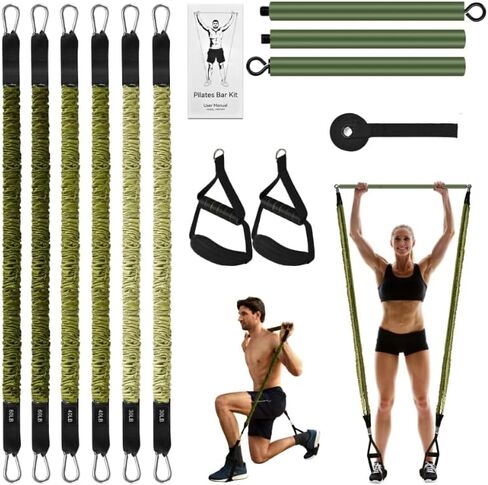 Pilates Bar Kit with Resistance Bands,260LBS Heavy Duty Resistance Bands for Working Out, Strength Pilates Equipment with Handles Door Anchor, Versatile Pilates Kit for Man Woman Full-Body Workouts in Saudi Arabia