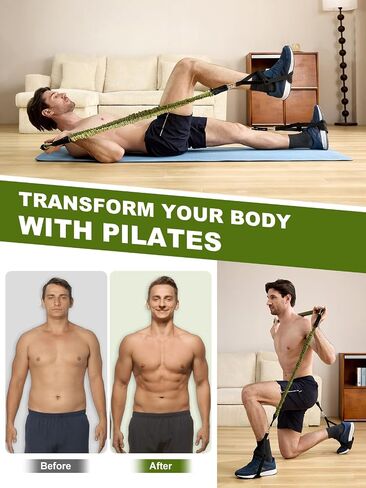 Pilates Bar Kit with Resistance Bands,260LBS Heavy Duty Resistance Bands for Working Out, Strength Pilates Equipment with Handles Door Anchor, Versatile Pilates Kit for Man Woman Full-Body Workouts in Saudi Arabia