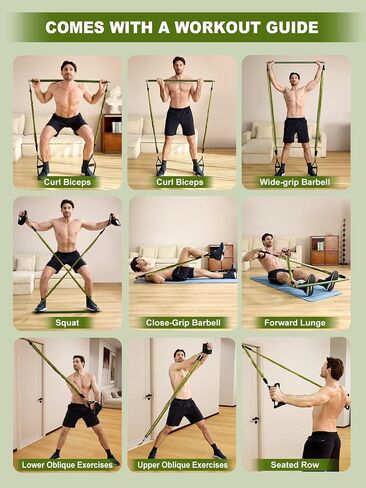 Pilates Bar Kit with Resistance Bands,260LBS Heavy Duty Resistance Bands for Working Out, Strength Pilates Equipment with Handles Door Anchor, Versatile Pilates Kit for Man Woman Full-Body Workouts in Saudi Arabia