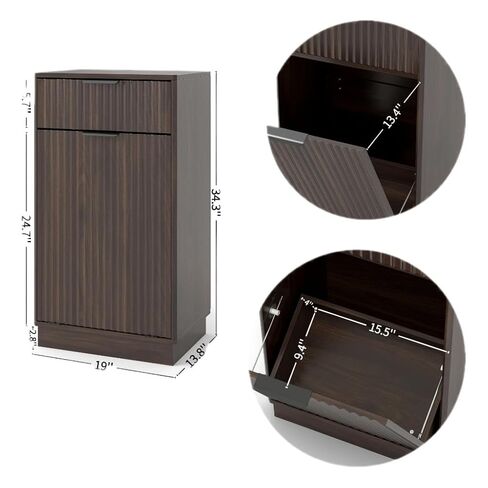 10 Gallon Tilt Out Trash Cabinet –Wooden Hidden Trash Can Cabinet,Pet Proof Trash Can Cabinet with Storage for Kitchen Bathroom, Living Room (Walnut) in Kuwait