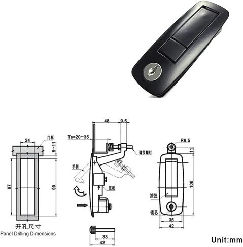 Bounce Handle Cabinet Lock for Electronical Storage Box Gym Locker Bus Truck Trunk MS207 G 1Pcs(718-4C Silver) in Saudi Arabia