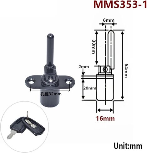 قفل الدرج 16/19 مم مختلف عن صندوق أدوات خزانة صندوق البريد مع 2 مفاتيح DIY Furniture Hardware MMS353 A 1PCS (NO 02) in Saudi Arabia