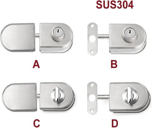 SUS304 Glass Sliding Door Lock Lock 304 مقاوم للصدأ لفندق Home Office Hotel MMS490 I 1PCS (C) in Saudi Arabia