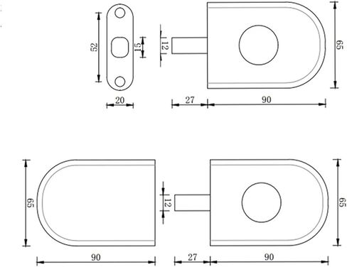 SUS304 Glass Sliding Door Lock Lock 304 مقاوم للصدأ لفندق Home Office Hotel MMS490 I 1PCS (C) in Saudi Arabia