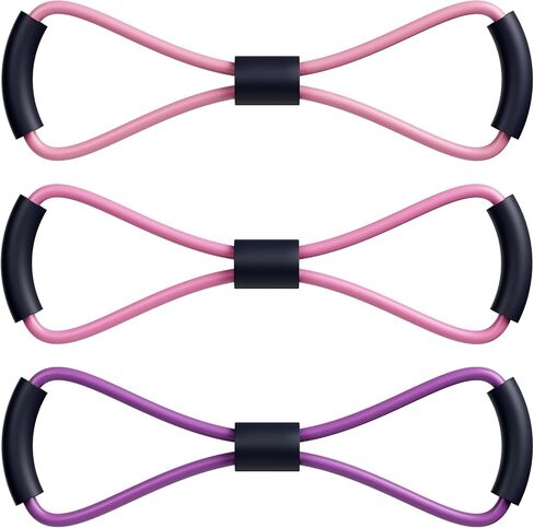 Figure 8 Resistance Bands with Handles - Set of 3 (20LB, 30LB, 40LB) for Arm, Shoulder & Full Body Workout - Strength Training & Stretching for Women & Men in Saudi Arabia
