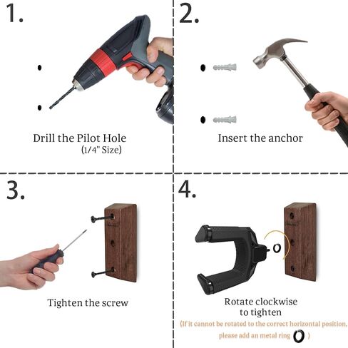 Guitar Wall Mount 2 Pack, Auto Lock Black Walnut Wood Guitar Hanger, Guitar Wall Hangers, Guitar Holder Hook Wall Stand for Classical, Acoustic, Electric Guitar, Banjo, Bass, Gift for Guitar Player in Saudi Arabia