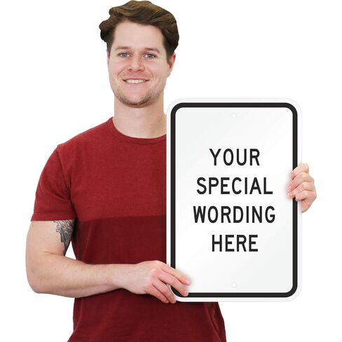 SmartSign "إضافة الصياغة الخاصة بك" علامة عمودية مخصصة | 12 "× 18" من الألومنيوم ، صنع في الولايات المتحدة الأمريكية in Saudi Arabia