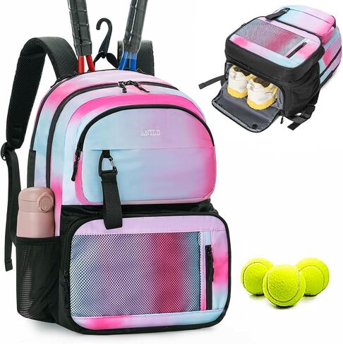 ANILD Tennis Bag Multi-Sport Tennis Racket Backpack for 2 Rackets with Ventilated Shoe Compartment for Men & Women in Saudi Arabia