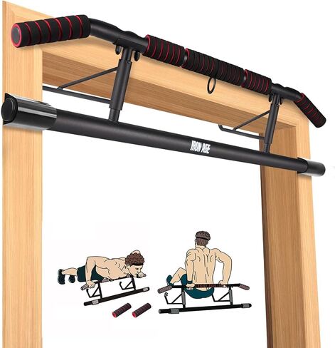 IRON AGE Pull Up Bar for Doorway : 2025 New Pullup Bar - Industrial Grade Steel, Hang & Go Training, Multi-Grip Horizontal Array in Kuwait