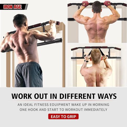 IRON AGE Pull Up Bar for Doorway : 2025 New Pullup Bar - Industrial Grade Steel, Hang & Go Training, Multi-Grip Horizontal Array in Kuwait