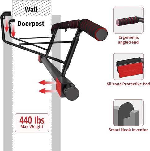 IRON AGE Pull Up Bar for Doorway : 2025 New Pullup Bar - Industrial Grade Steel, Hang & Go Training, Multi-Grip Horizontal Array in Kuwait
