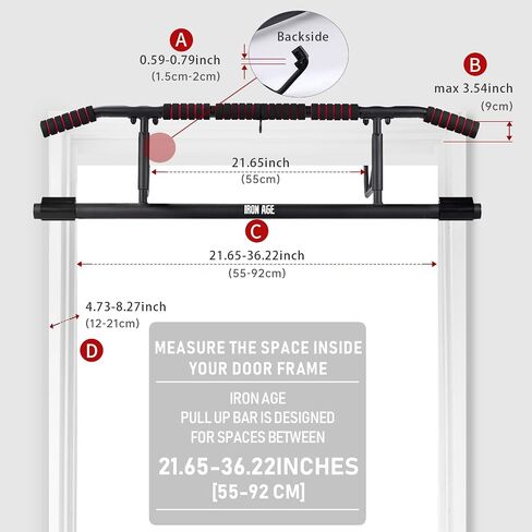 IRON AGE Pull Up Bar for Doorway : 2025 New Pullup Bar - Industrial Grade Steel, Hang & Go Training, Multi-Grip Horizontal Array in Kuwait