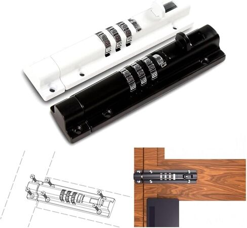 Combination Door Latch Lock 3 Digit Password Sliding Bolt for Storage Jewelry Box Cabinet Gym School Locker MS550 I 1Pcs(White 1pcs) in Saudi Arabia