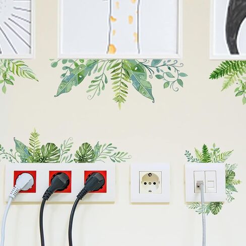 SUPERDANT Green Plants Wall Decals 2 Sheets/Set Vines Branches Leaves Wall Sticker Removable Vinyl Art Mural Decals for Living Room Bedroom Balcony Corridor Window TV Entrance Door Mirror Decor in Saudi Arabia