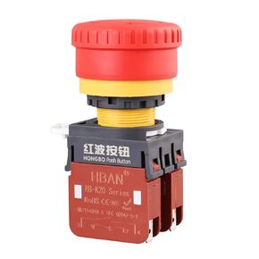 HB-K20 Waterproof IP65 22mm 20A Emergency Stop Mushroom Head Push Button Switch 2NO 2NC, Red in Saudi Arabia