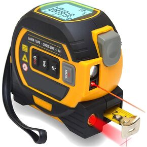 شريط ليزر قياس 3 في 1 متر رقمي للليزر مع شاشة LCD وجهاز قفل الذات 131 قدم/40 متر أداة قياس ليزر قابلة للشحن و 5 م شريط قياس/حجم in Kuwait