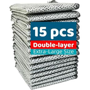 Extra-Large Size Multipurpose Wire Dishwashing Rag,Non Scratch Wire Dishcloth, Reusable Steel Wool Scrubber,Non-Scratch,Quick-Drying,Multi-Purpose for Kitchen,Bathroom Cleaning (15) in Saudi Arabia